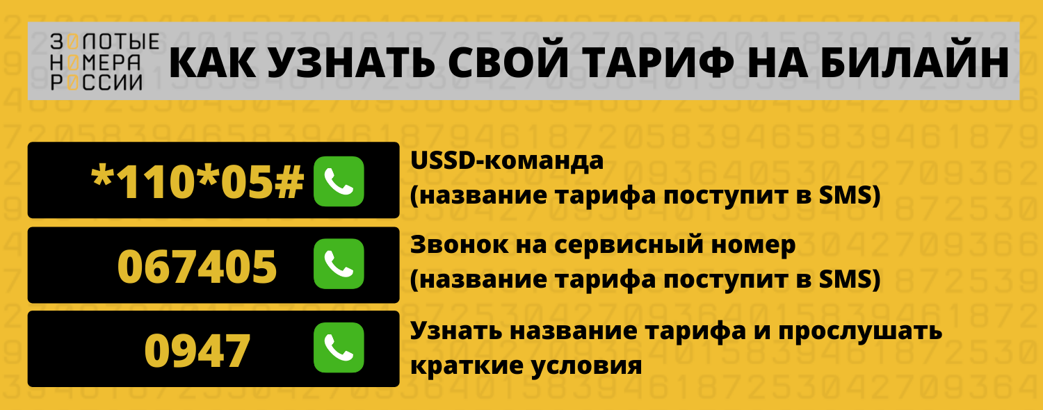 Как узнать свой тариф билайн: все способы - ТопНомер.ру