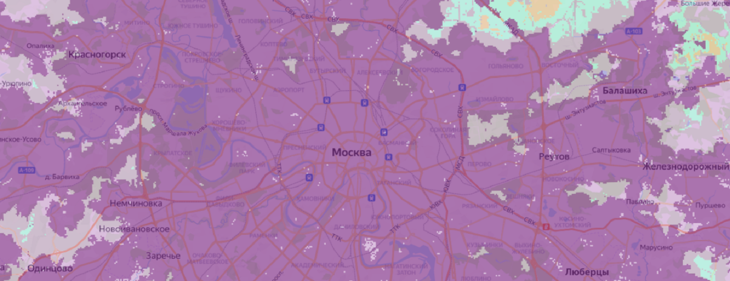 Карта покрытия оператора МегаФон в Московской области