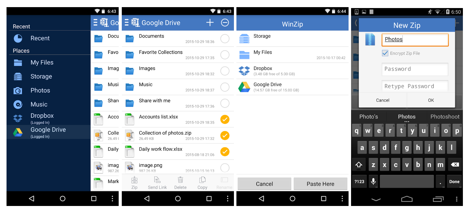 Приложение архиватор&nbsp;WinZip для Android