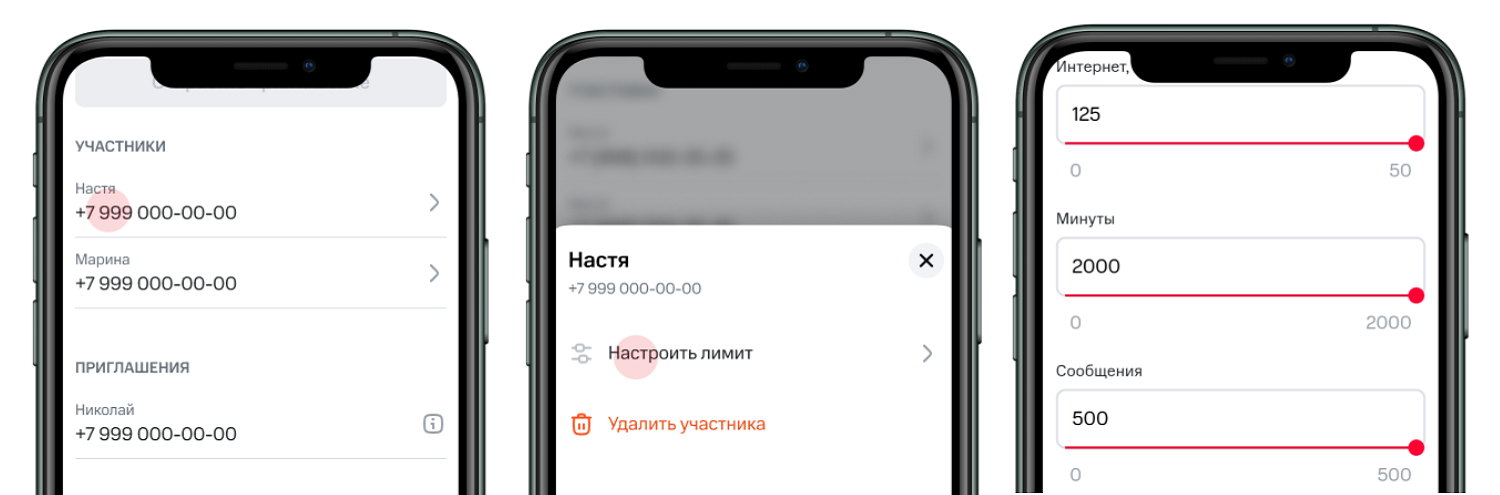 Как установить лимиты участникам "Группы Все вместе+"